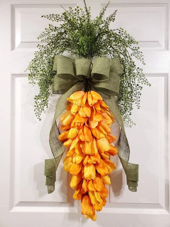 Carrot door hanger Easter wreath spring wreath tulip | Etsy | Etsy (US)