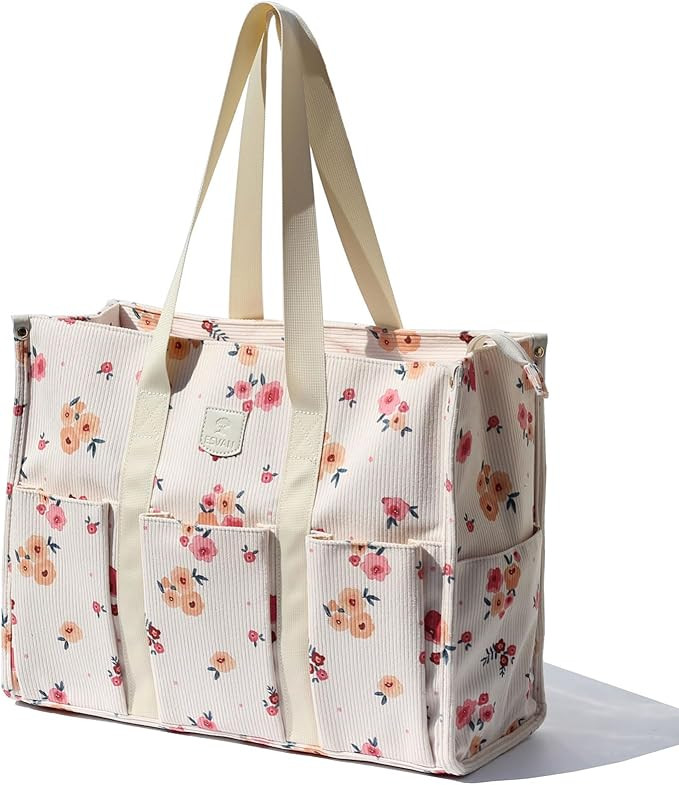 ESVAN Utility Tote Bag with Zip Top Waterproof Teacher Tote Bag for Teacher Work Women Beach | Amazon (US)