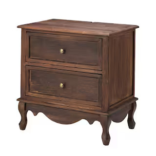 JAYDEN CREATION Elpenor 24"Wx16"Dx24"H Tall 2 - Drawer Walnut Nightstand NSCL0522-WALNUT - The Ho... | The Home Depot