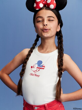 Old Navy x Disney© Mickey Mouse Fitted Ribbed Logo-Graphic Flag Tank Top for Girls | Old Navy (US)