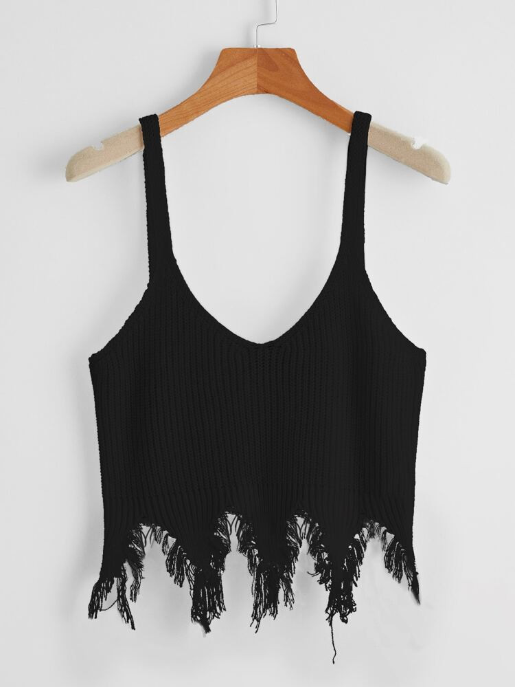 Solid Distressed Knit Top | SHEIN