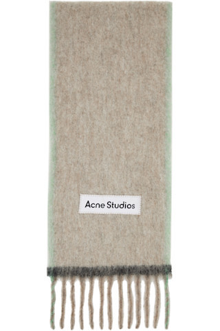 Beige Wool Mohair Narrow Scarf | SSENSE