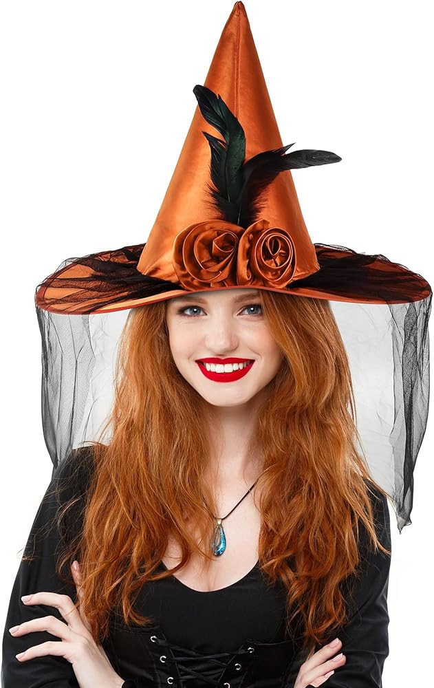 Landisun Halloween Women Witch Hat witches hats for women Adult Wicked One Side Veils (Half Veil)... | Amazon (US)