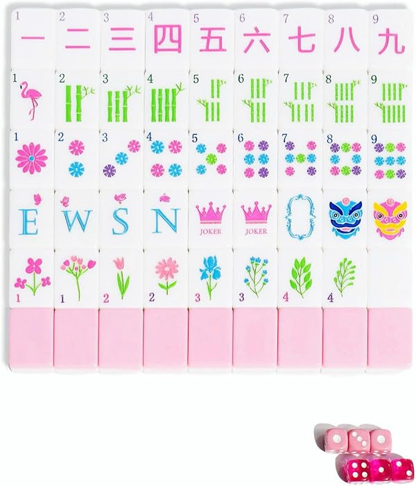 Pink American Mahjong Tile Set 160 Mahjong Tiles Game Set Engraved 1.2-inch Cute Mah Jongg Sets w... | Amazon (US)