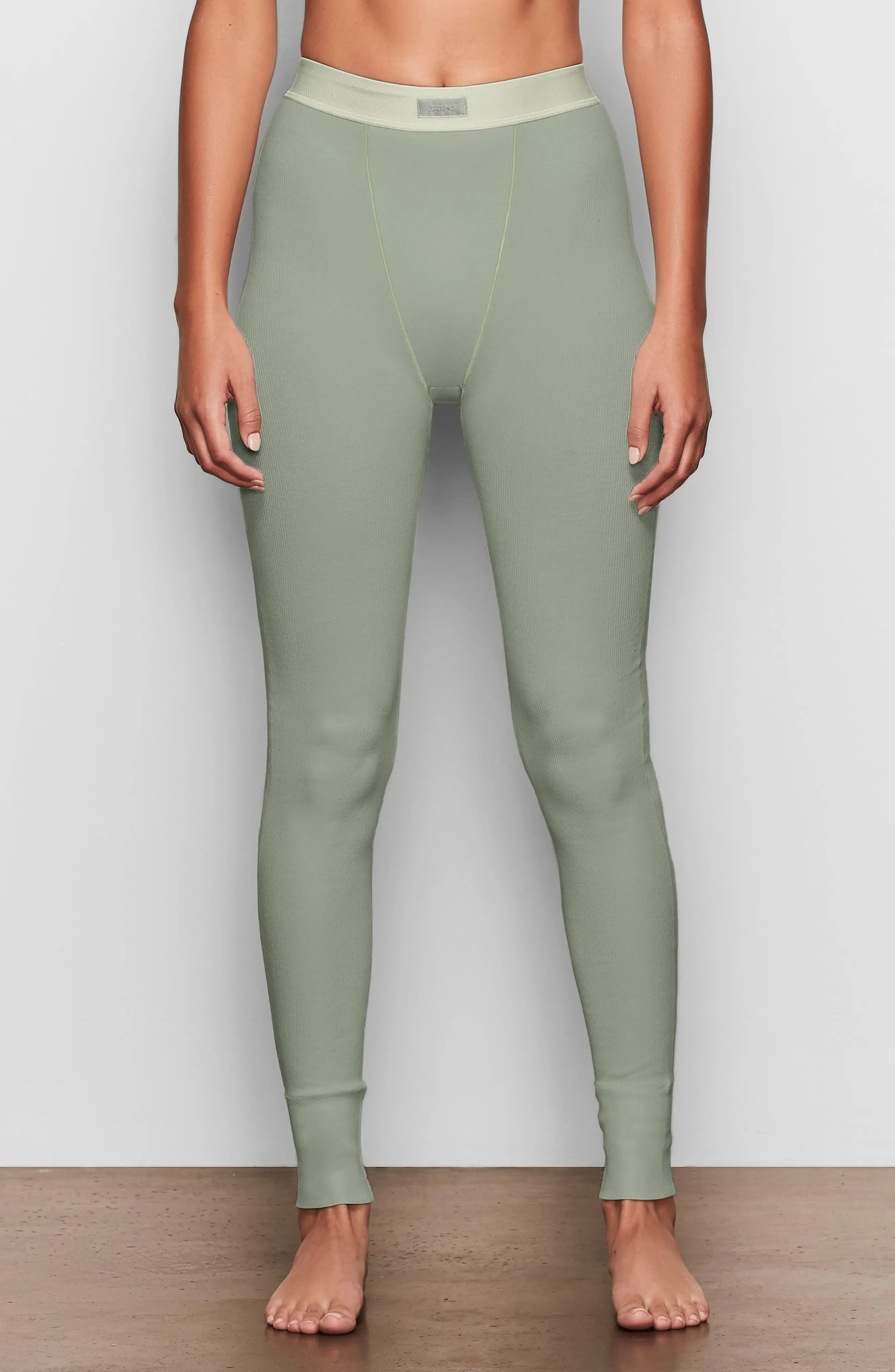 Plus Size Women's Skims Cotton Rib Thermal Leggings, Size 3 X - Green | Nordstrom
