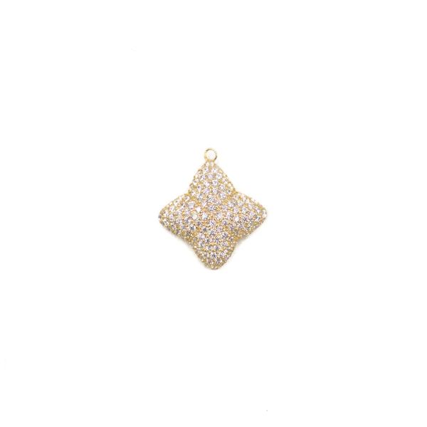 Alicia Large Pave Necklace Charm, Gold | Hazen & Co