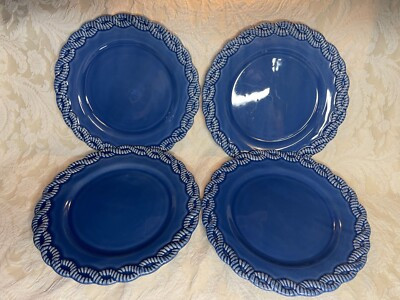 4 Bordallo Pinheiro Indigo Blue Plates Nautical Rope Braided Edge Portugal (A) | eBay US