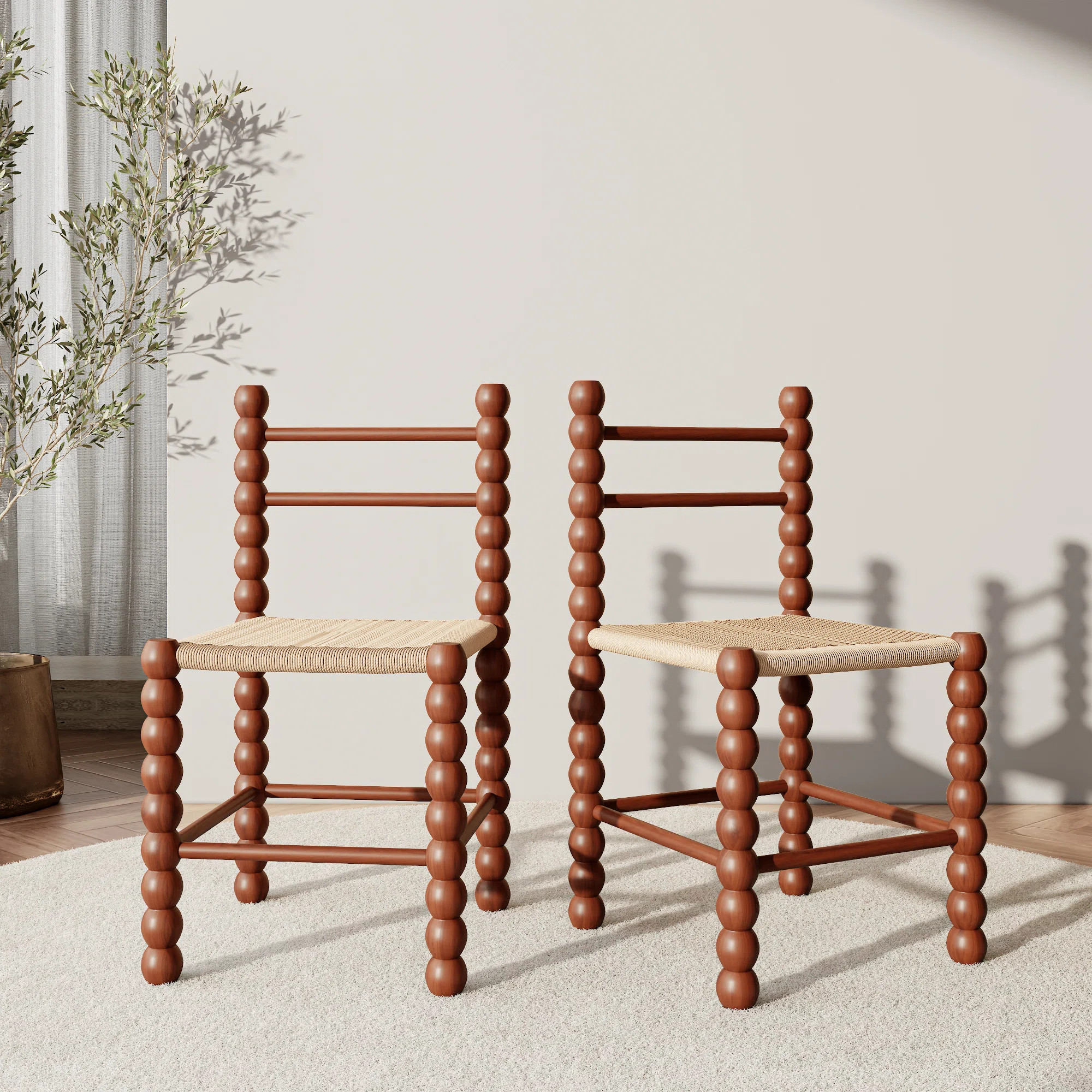 Solid Wood Woven Back Side Chair Dining Chair (Set Of 2) | Wayfair North America