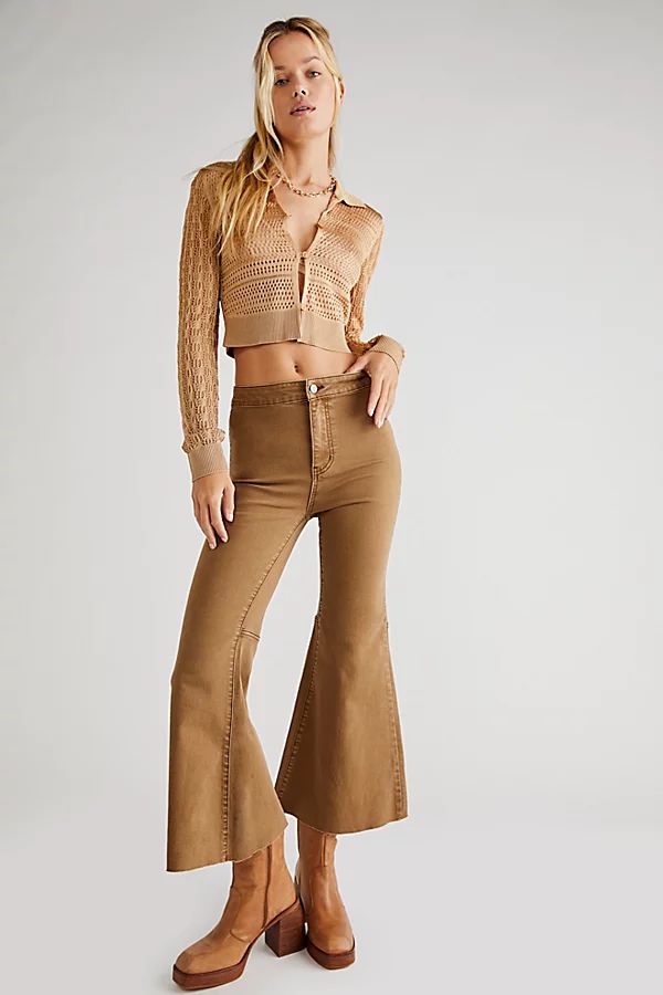 Youthquake Crop Flare Jeans by We The Free at Free People, Golden Olive, 31 | Free People (Global - UK&FR Excluded)