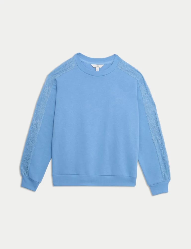Cotton Rich Lace Detail Sweatshirt | Marks & Spencer (UK)