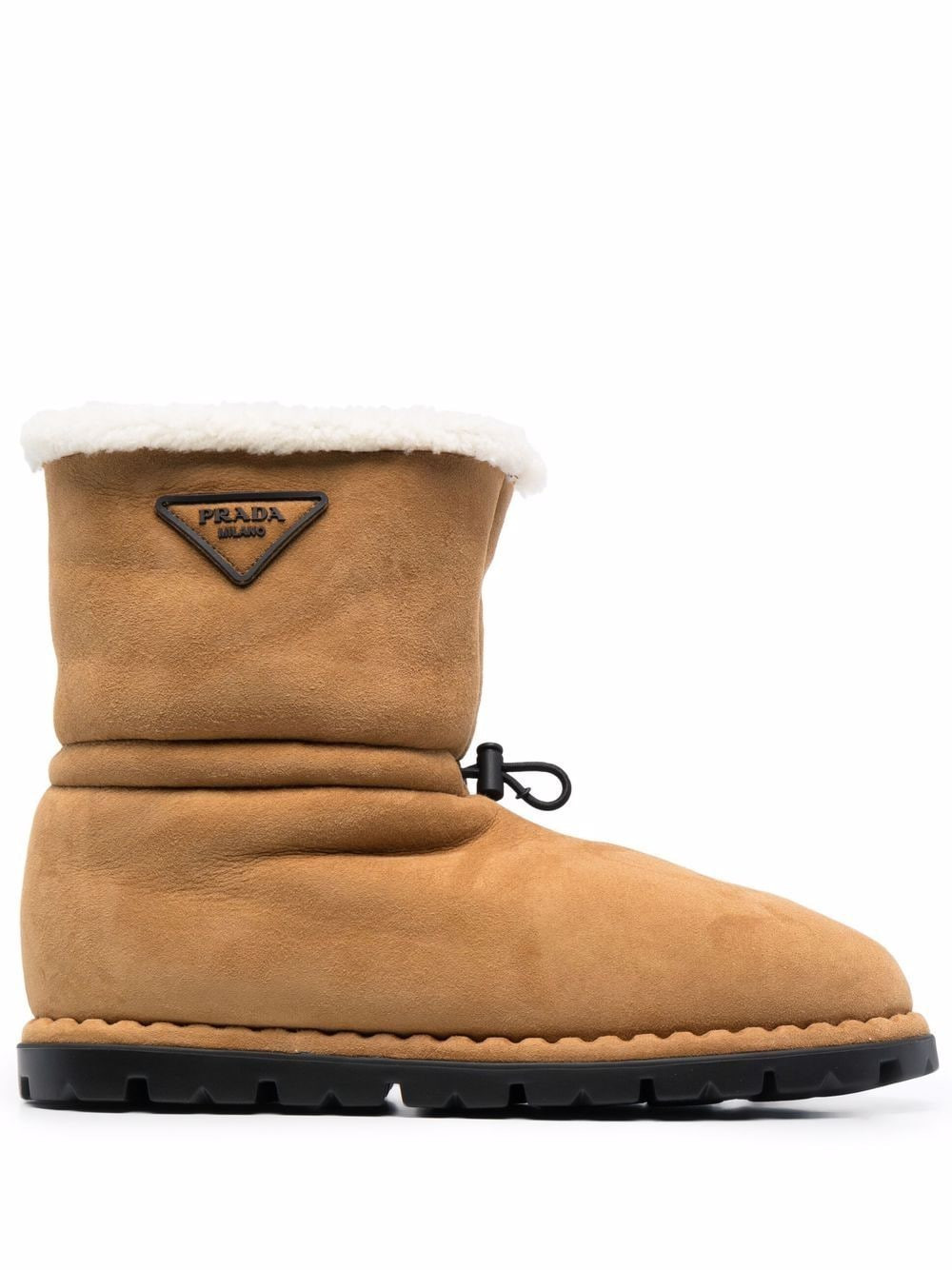 Prada shearling drawstring boots - Neutrals | Farfetch Global