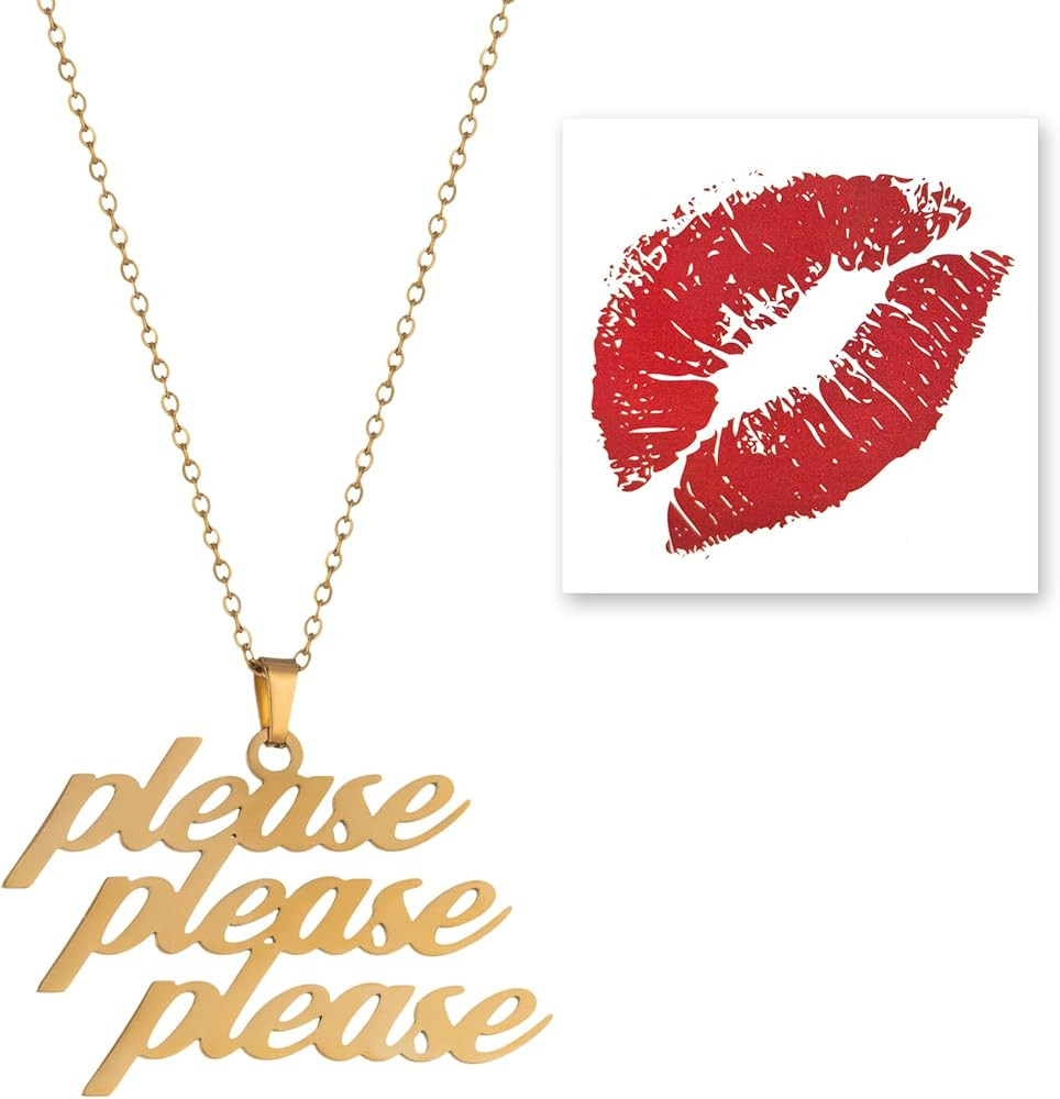 Sabrina Please Please Please Necklace Jewelry and Sabrina Red Lip Tattoo Album Merch Accessories ... | Amazon (US)