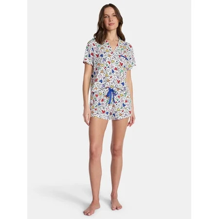 Pride Women's Knit Notch Collar Top and Shorts Pajama Set from Way to Celebrate, 2-Piece, Sizes XS-3X | Walmart (US)