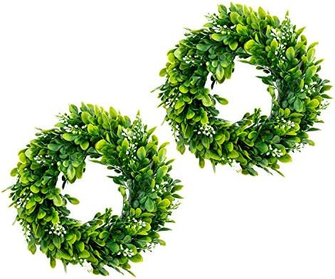 bhappy Small Boxwood Wreath 10 inch with Fruits Small Artificial Greenery Wreath Mini Centerpiece... | Amazon (US)