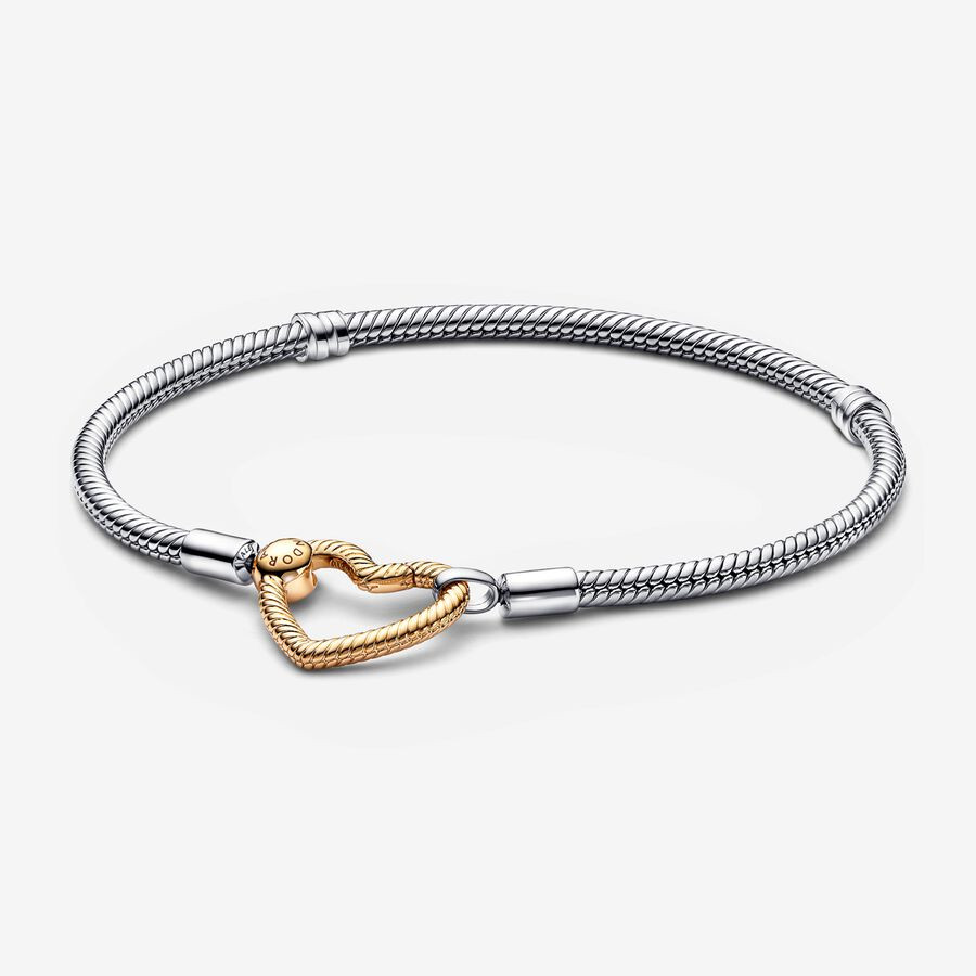 Pandora Moments Heart Closure Snake Chain Bracelet | Pandora (US)