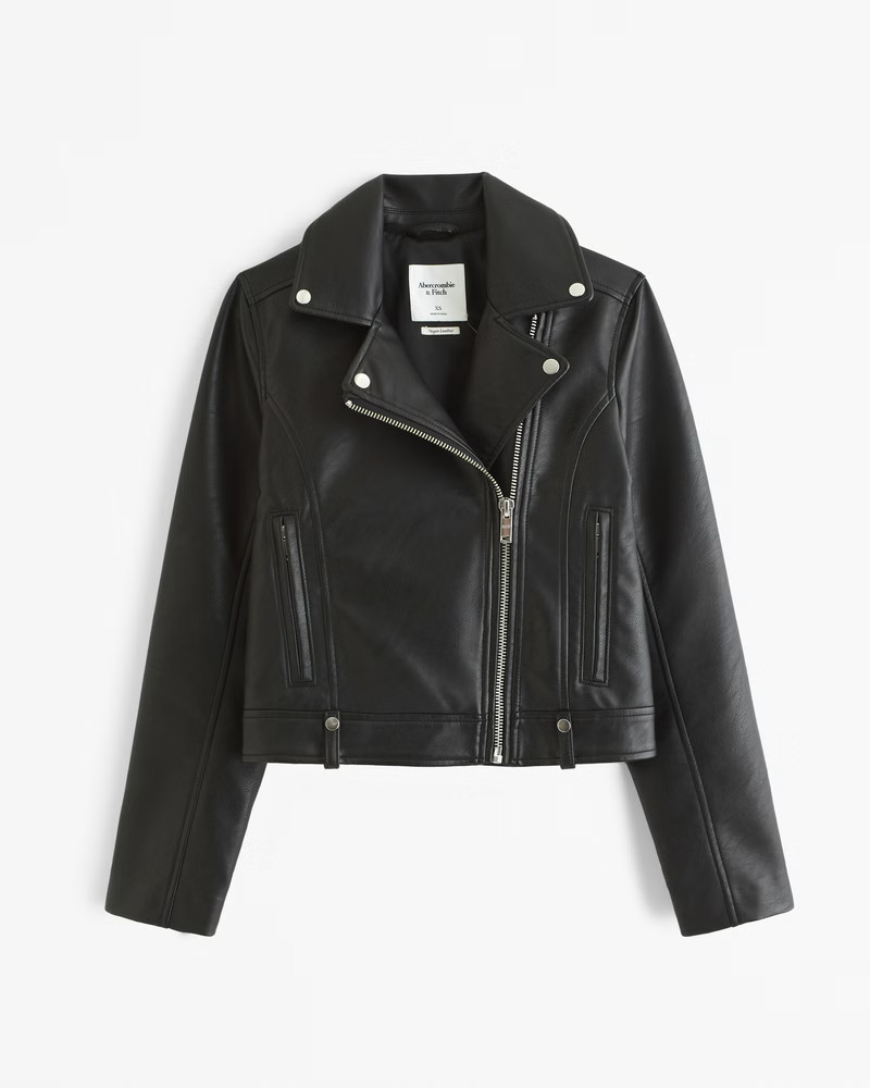 Women's Vegan Leather Moto Jacket | Women's Coats & Jackets | Abercrombie.com | Abercrombie & Fitch (US)