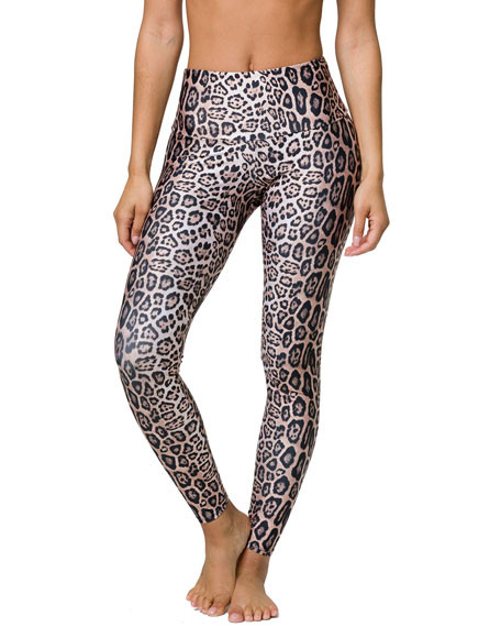 Onzie High-Rise Leggings, Leopard | Neiman Marcus