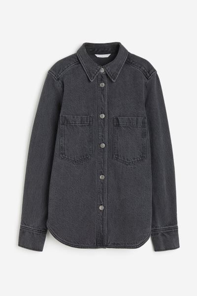 Denim shirt - Dark grey - Ladies | H&M GB | H&M (UK, MY, IN, SG, PH, TW, HK)