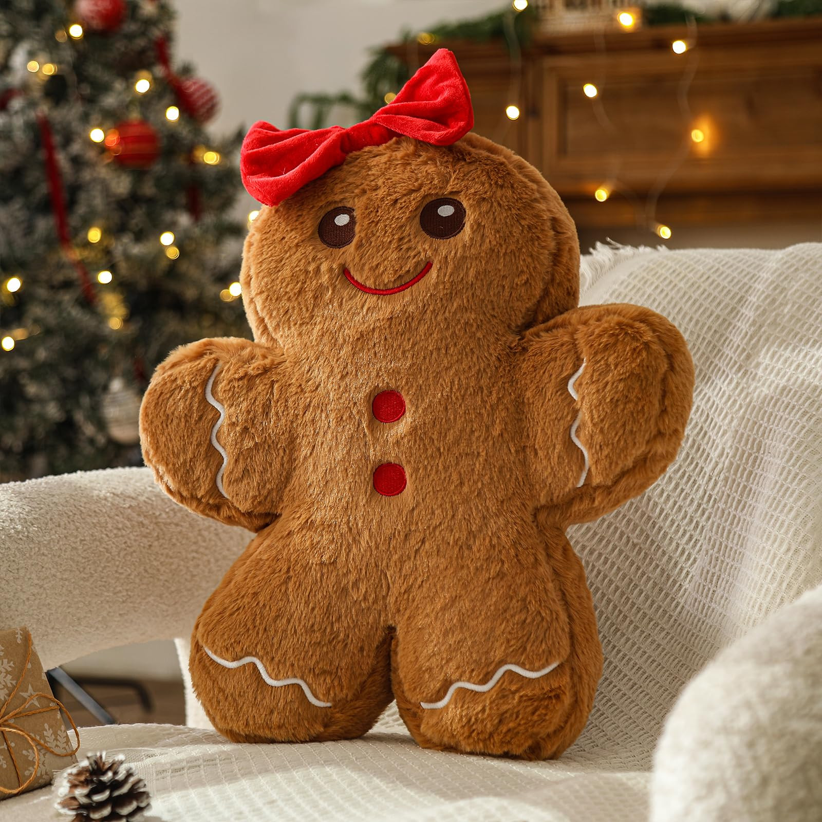 YRXRUS Christmas Gingerbread Pillows, Christmas Decoration Gingerbread Man Shaped Throw Pillows, ... | Amazon (US)