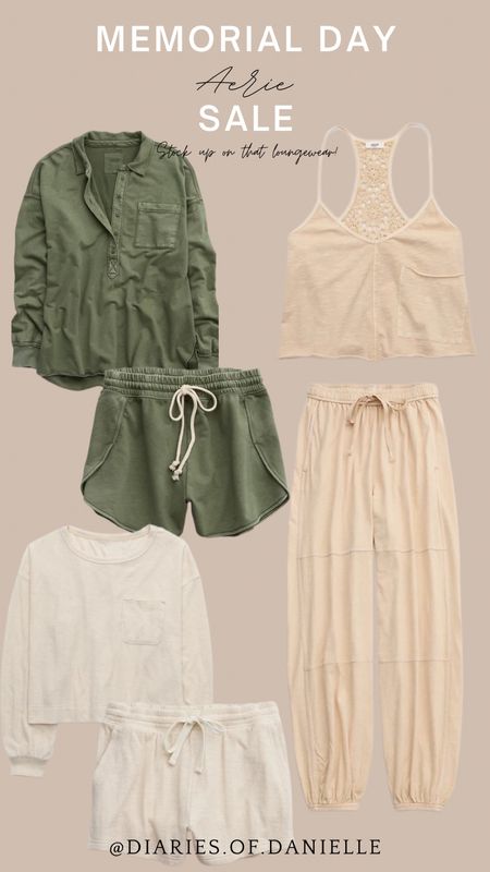 Aerie Memorial Day Sale! This is a perfect time to stock up on all the cute loungewear 😍

Women’s comfy clothes, loungewear, summer comfy clothes, casual clothes, loungewear sets, mom outfits, Aerie, neutral outfits 

#LTKStyleTip #LTKFindsUnder50 #LTKSaleAlert