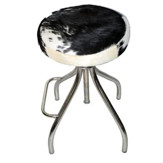 Cerus Multicolored Leather/Metal Cow Hide Bar Stool (Black) | Bed Bath & Beyond