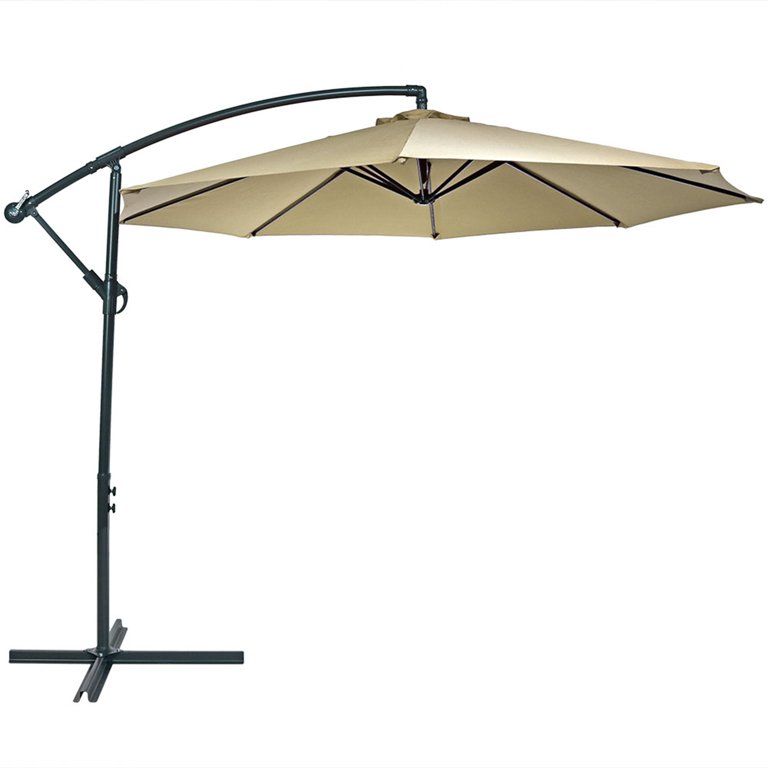 Sunnydaze Outdoor Steel Offset Cantilever Pool Patio Umbrella with Crank and Cross Base - 10' - B... | Walmart (US)