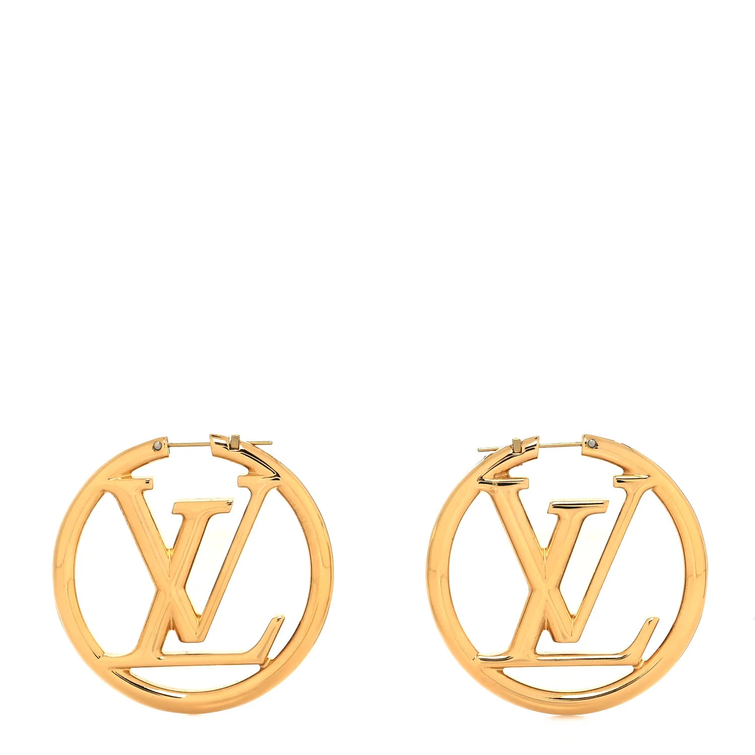 LOUIS VUITTON Metal Louise Hoop Earrings Gold | FASHIONPHILE (US)
