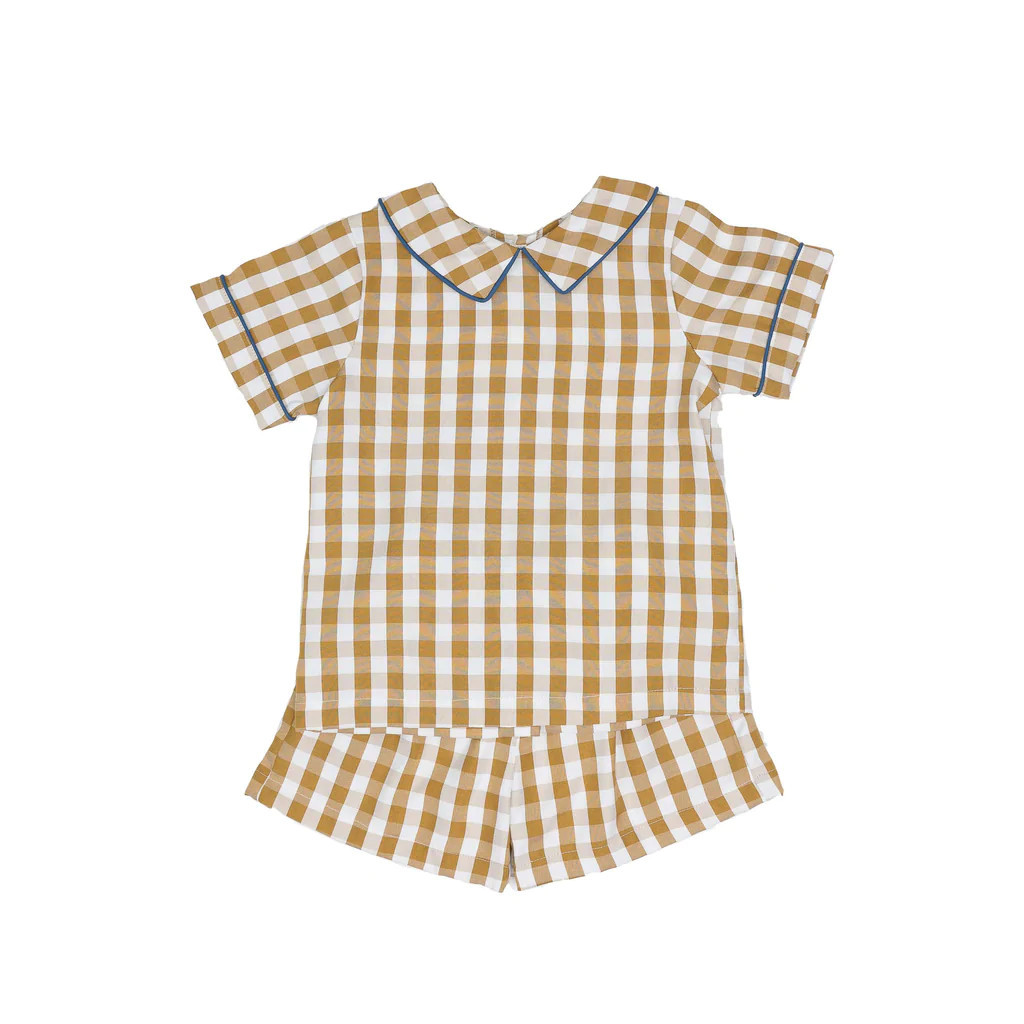 Preston Mustard Check Short Set | The Oaks Apparel Company