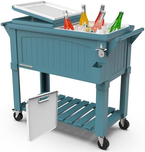 Permasteel Party Cooler with Divider, Spacious 80-Qt Capacity, Chills 36hrs, Serving Tray, Rollin... | Amazon (US)