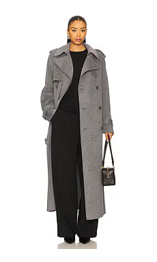SIMKHAI Rumi Belted Long Coat in Heather Grey from Revolve.com | Revolve Clothing (Global)