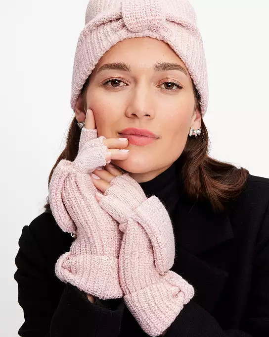 Metallic Bow Pop-Top Gloves | Kate Spade (US)