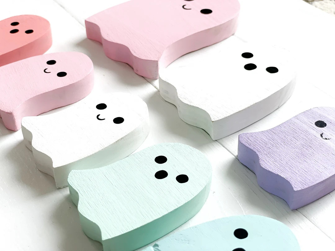 Standing Wood Ghost Halloween Pink Decor Pink Boho Signs - Etsy | Etsy (US)