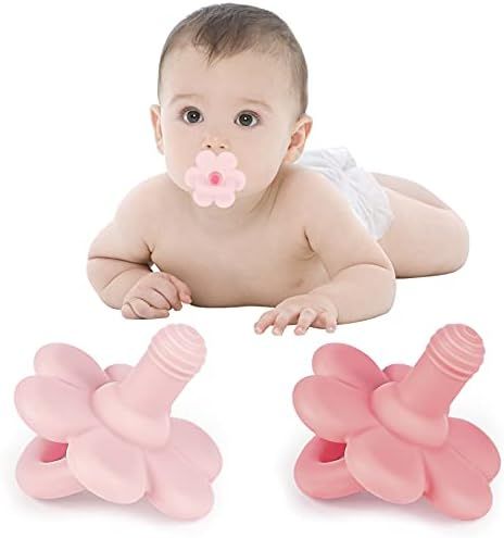 Tinabless Baby Pacifier - Silicone Pacifier & Teether, Set of 2 in Dark Pink & Pink, Soother Pacifie | Amazon (US)