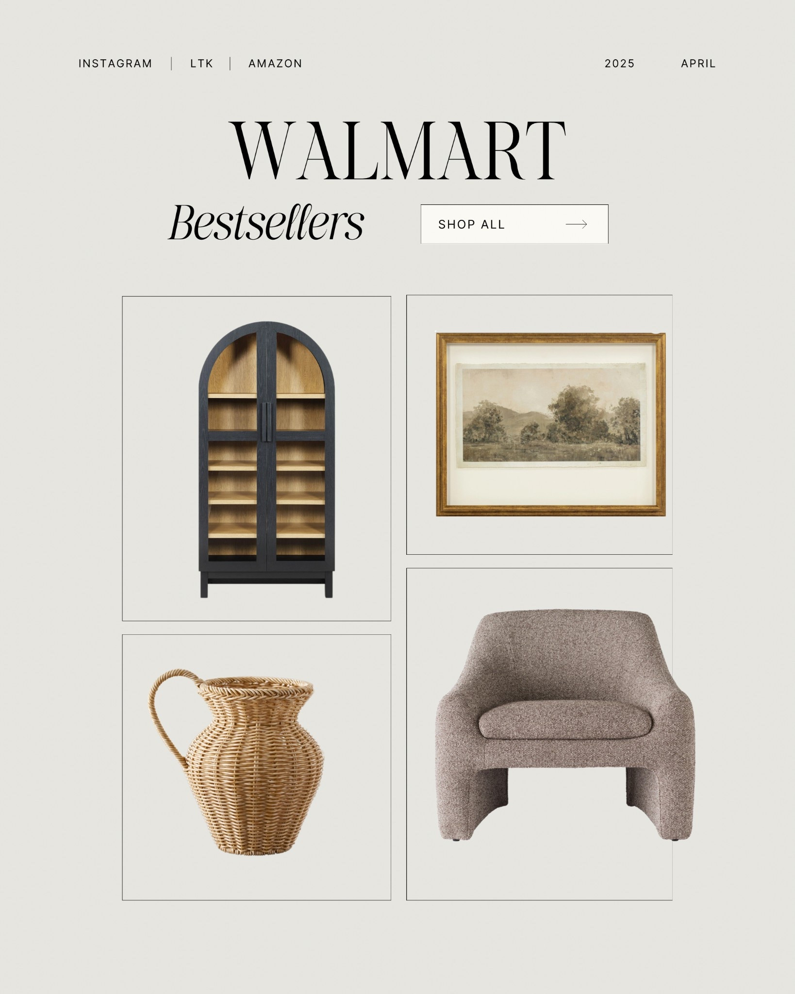 Walmart Home Decor Bestseller 
Wallart // Wicker Vade // My Texas House Wall Art // Arched Bookshelf 

#LTKStyleTip #LTKHome #LTKFindsUnder50