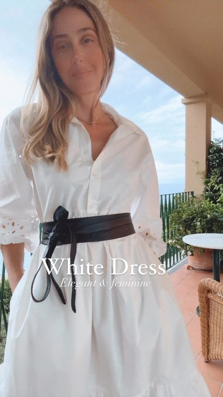 Elegant and feminine white dress. Runs tts. Wearing a size small.
Going to dinner in Portofino Italy 🇮🇹 This eyelet white dress is the perfect summer 
Added a leather belt for the extra touch 


#LTKSeasonal #LTKOver40 #LTKTravel