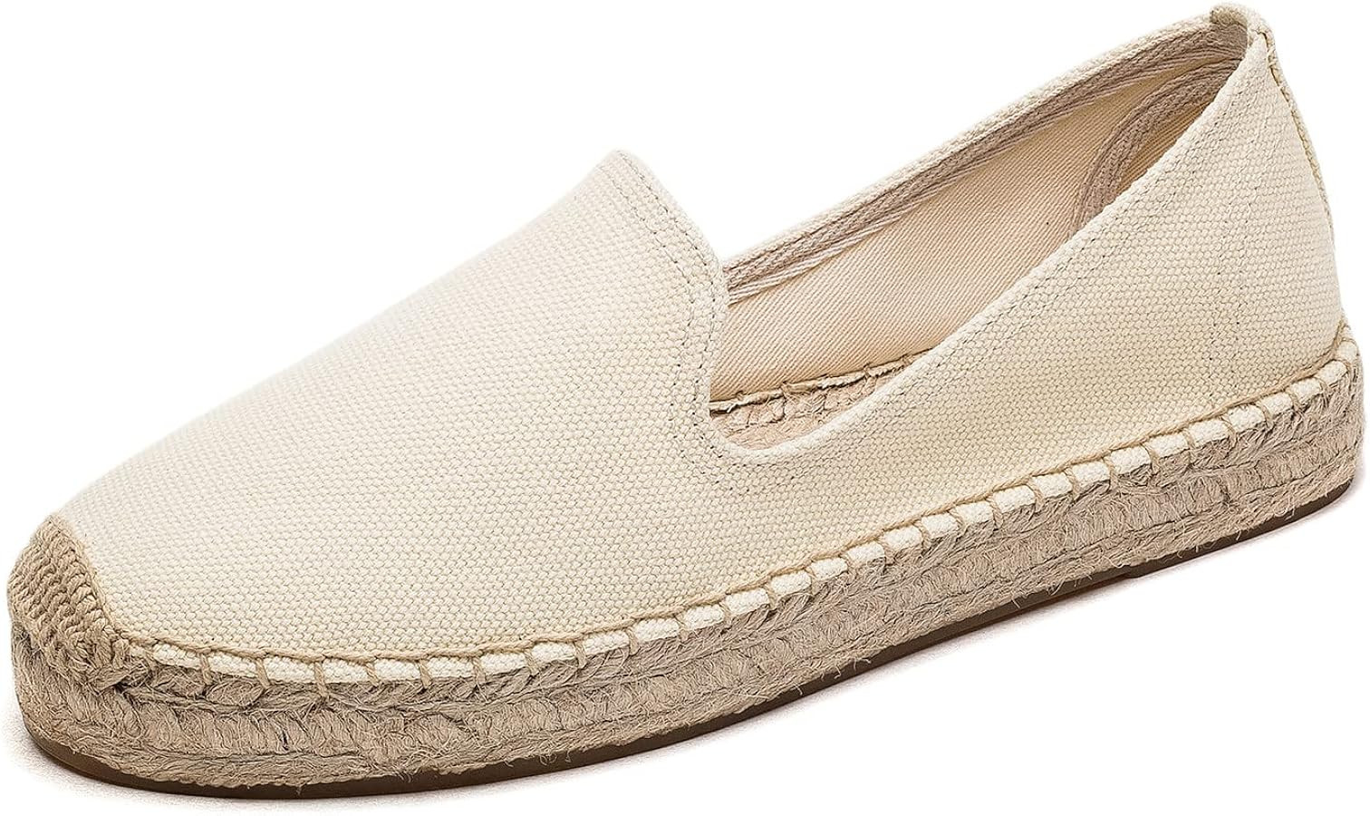 U-lite Women's Classic Slip on Flat Shoes Casual Cap-Toe Platform Simple Espadrille Canvas Loafer... | Amazon (US)