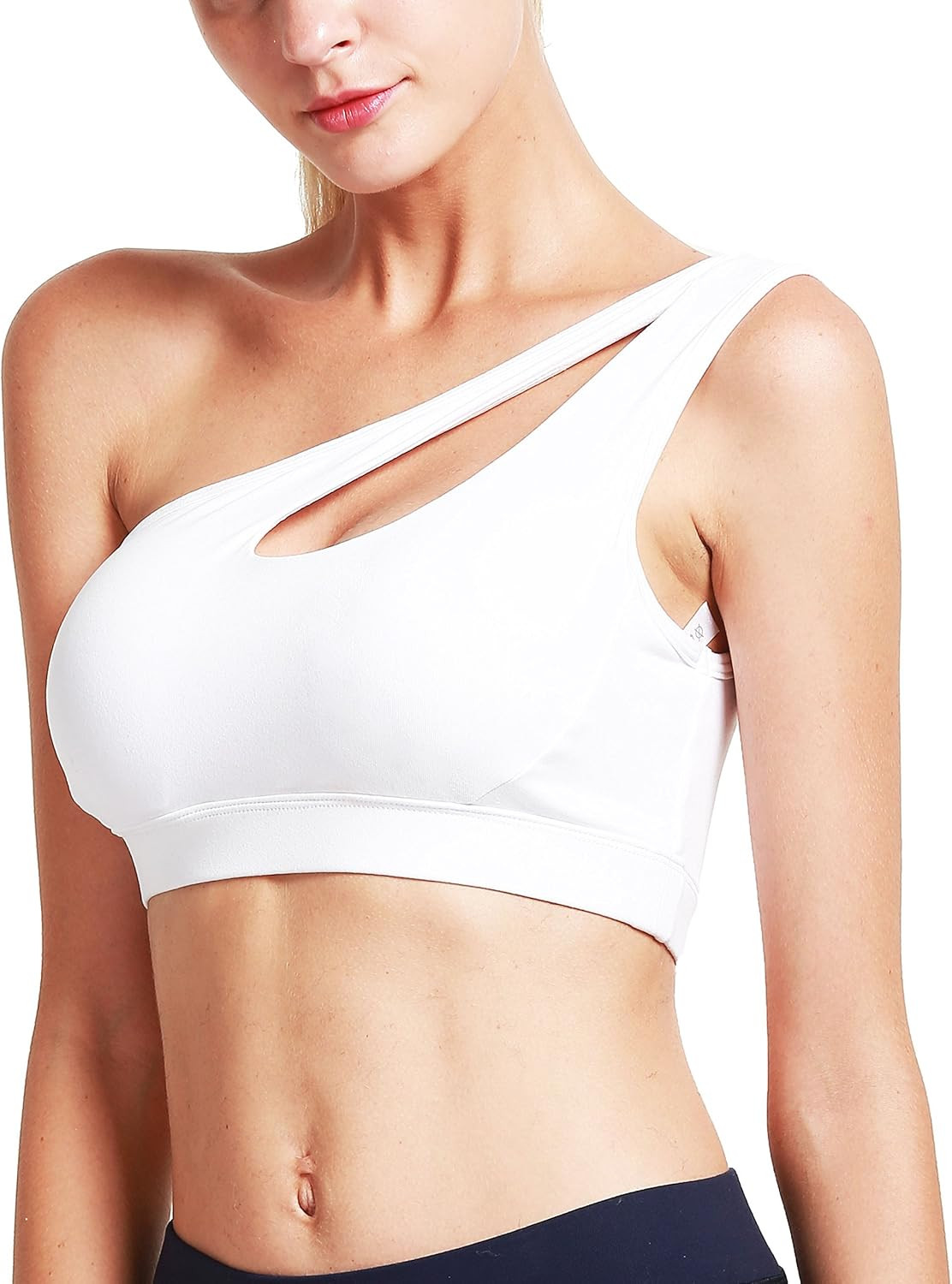 RUNNING GIRL One Shoulder Sports Bra Removable Padded Yoga Top Post-Surgery Wirefree Sexy Cute Mediu | Amazon (US)