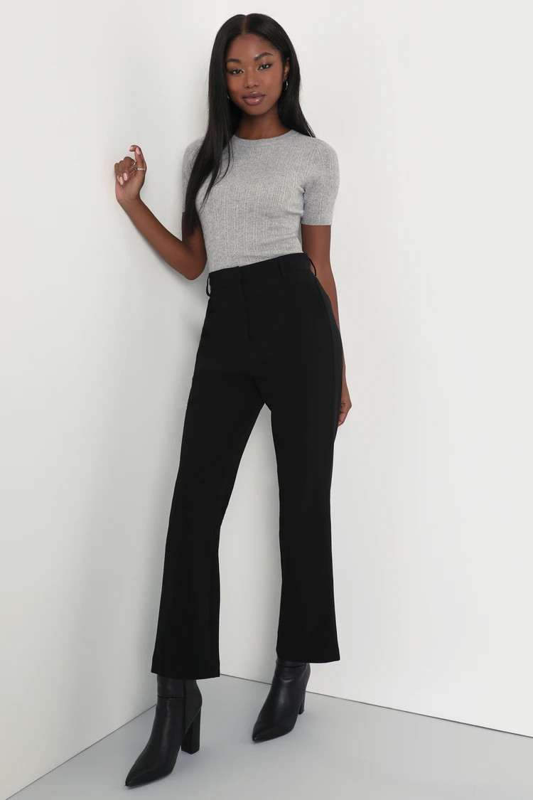 Sure to Impress Black High Rise Kick Flare Leg Trouser Pants | Lulus (US)