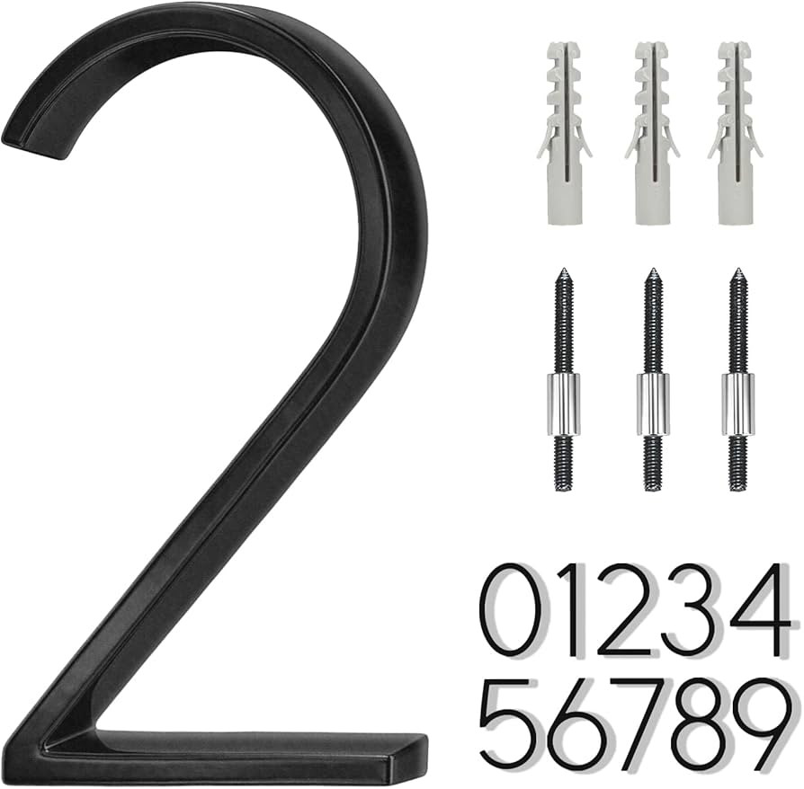 6" Stainless Steel Floating House Number 2, Metal Modern House Numbers, Mailbox Decor Number with... | Amazon (US)