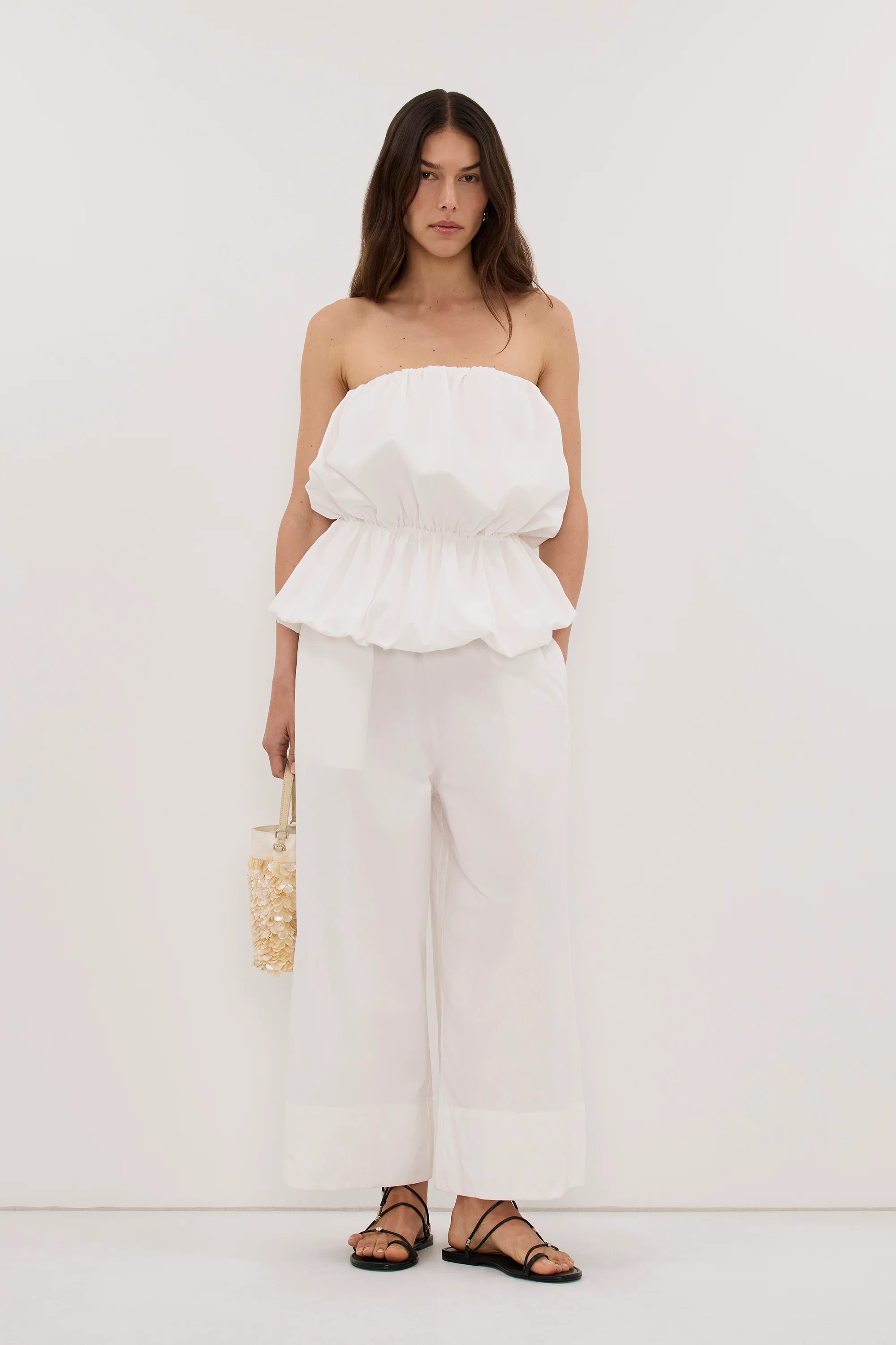 MARTINA WHITE COTTON BUBBLE TOP | DISSH