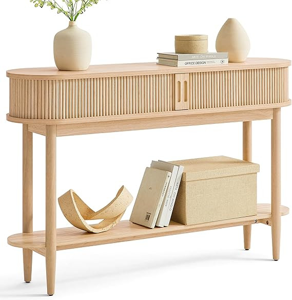 LINSY Fluted Console Table with Storage, Entryway Table Wood Entrance Tables for Front Door, Behi... | Amazon (US)