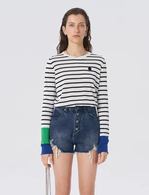 Striped knitted long sleeve top | SELFWHO