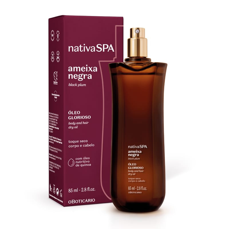 Óleo Multifuncional Glorioso Nativa SPA Ameixa Negra 85ml | oBoticario (BR)