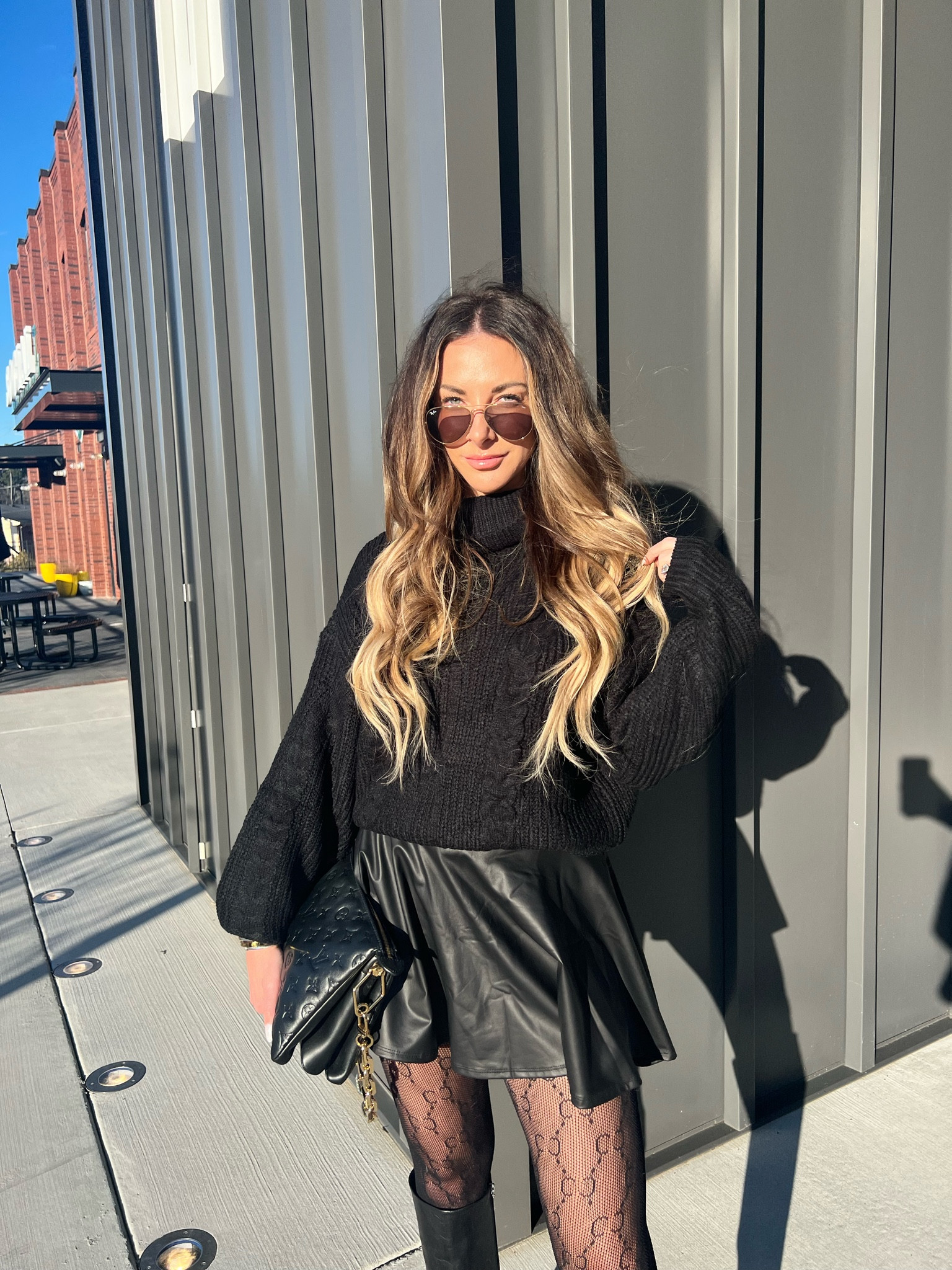 Amazon sweater - small 
Amazon faux leather skirt - small 
Amazon tights 
Boots - true to size 

#LTKSeasonal #LTKunder50 #LTKstyletip