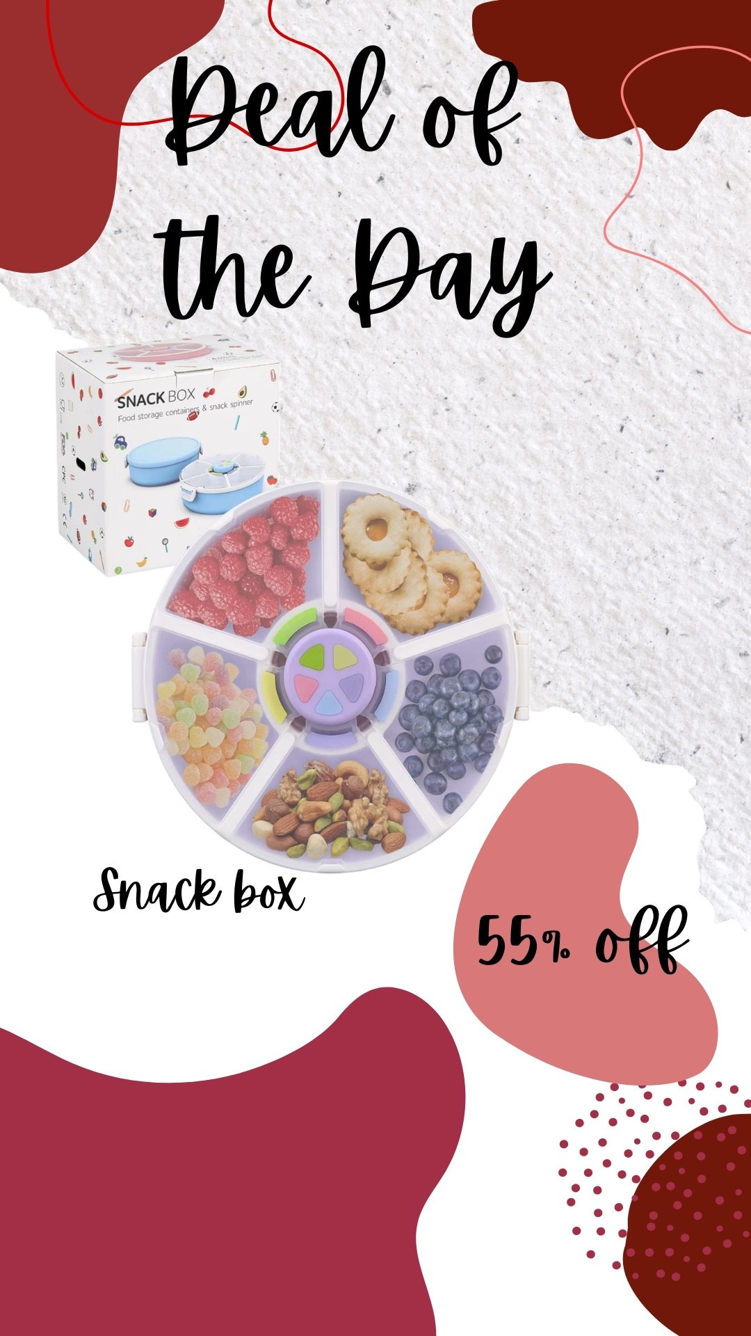 Snack Rotator Container Reusable Snack Box with 5 Compartment Dispenser and Lid

#LTKmomlife #LTKHome #LTKSaleAlert