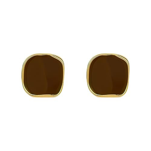 Brown Earrings for Women,Vintage Simple Square Stud Earring,Retro Gold Enamel Earrings Jewelry Accessories,Geometric Brown Stud Earrings,Gift for Women Wedding Party Jewelry Accessories | Amazon (US)