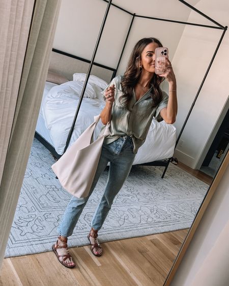 had to share this silky sage top i am obsessed with + this designer inspired bag! 🤍 so pretty and on sale! top runs tts, wearing xs 

#LTKSpringSale