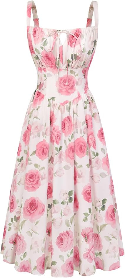 Scarlet Darkness Women's Floral Corset Dress with Pockets for Summer Spring | Adjustable Straps, ... | Amazon (US)