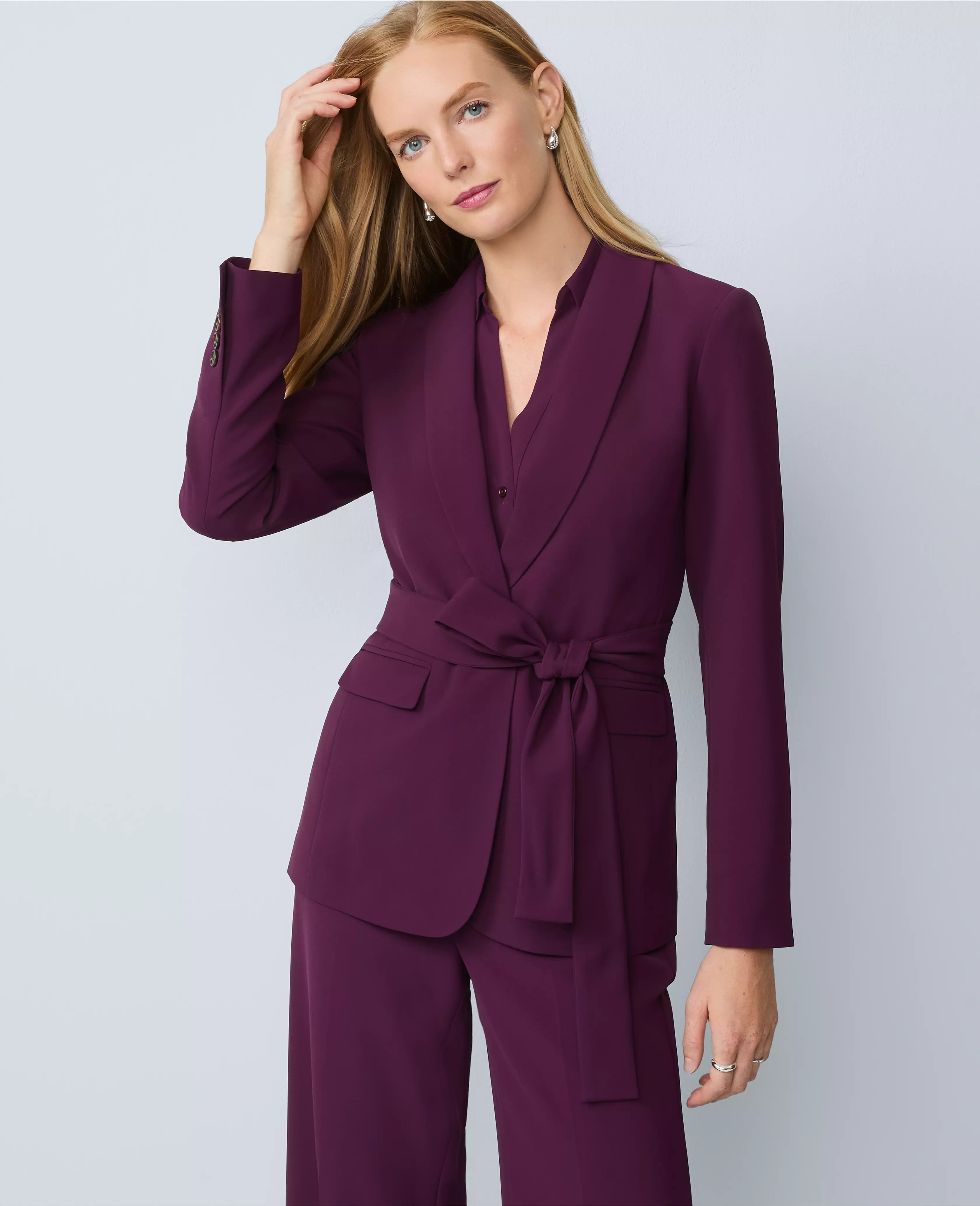 The Petite Belted Shawl Collar Blazer | Ann Taylor