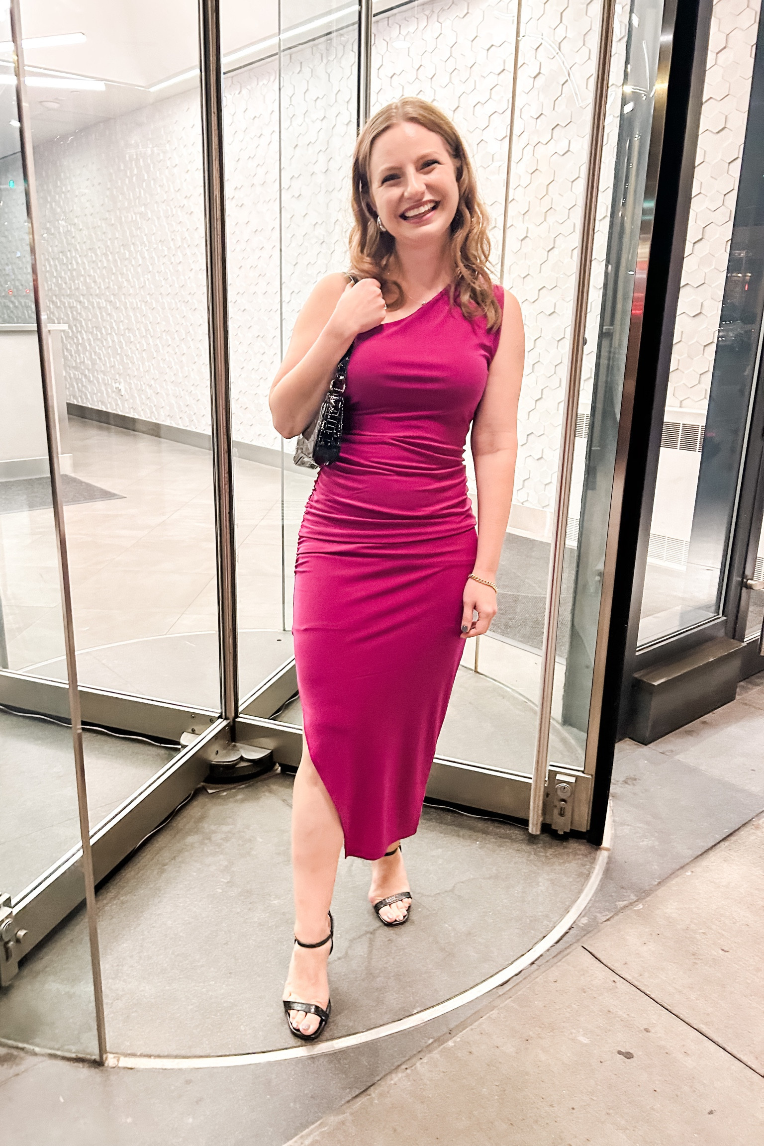 Ruched one-shoulder midi dress from Express- 40% off! Wearing a S but could have done XS as it’s a little big on top.

#LTKSeasonal #LTKfindsunder50 #LTKsalealert